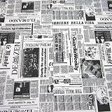 Stoff 1 Meter Zeitung Baumwolle pflegeleicht schwarz weiß