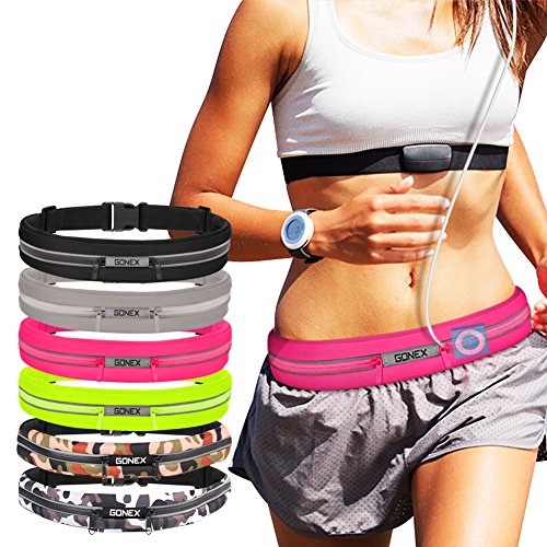 Gonex Running Belt Double Bag Fitness Workout Belt, Runner Waist Pack for Iphone 6S/6 Plug and other phones, Runner Waist Pack