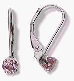 October 10 Karat White Gold 4mm Tourmaline Leverback Gem Earrings