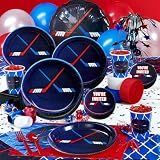 Creative Converting Hockey Birthday Deluxe Party Kit & 8 Favor Kits 192585