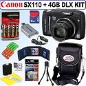 Canon Powershot SX110IS 9MP Digital Camera (Black) + 4GB Deluxe Accessory Kit