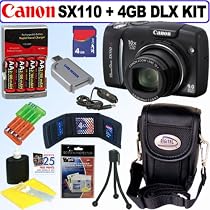 Canon Powershot SX110IS 9MP Digital Camera (Black) + 4GB Deluxe Accessory Kit