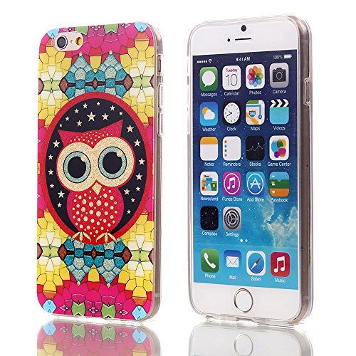 Bayke Brand / iPhone 6 (4.7-Inch) Case Bling Galaxy Glitter Cute Cartoon Owl Pattern Flexible Rubber Skin Clear Crystal Soft TPU Protective Snap on Slim Case Cover for Apple iPhone 6 Case 4.7 inch (Owl - 12)