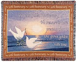 Golden Anniversary Throw - 50th Wedding Anniversary Party Gift - Made in USA