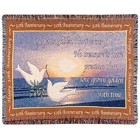 Golden Anniversary Throw - 50th Wedding Anniversary Gift