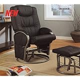 Black Swivel Glider Rocker Recliner Chaise Chair & Ottoman