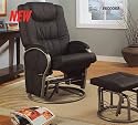 Black Swivel Glider Rocker Recliner Chaise Chair & Ottoman