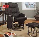 Black Swivel Glider Rocker Recliner Chaise Chair & Ottoman by visiondecor Furniture