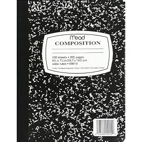 Mead Black Marble Wide-Ruled Composition Book, 12-Pack, 100 pages (09910)