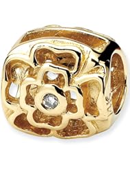 Reflection Beads 14kt Yellow Gold and Diamond Daffodil Flower Bead
