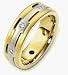 7mm Titanium & 14 Karat Yellow Gold 7 Diamond Wedding Band