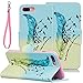 JanCalm for iPhone 7 Plus Case, iPhone 8 Plus Case [Wrist Strap][Kickstand][Card/Cash Slots] Pattern Premium PU Leather Wallet Case Flip Cover for iPhone 7/8 Plus (5.5 Inch) + Crystal Pen (Bird)