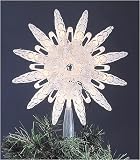 9 Silver Glitter Starburst Christmas Tree Topper With Clear Lights