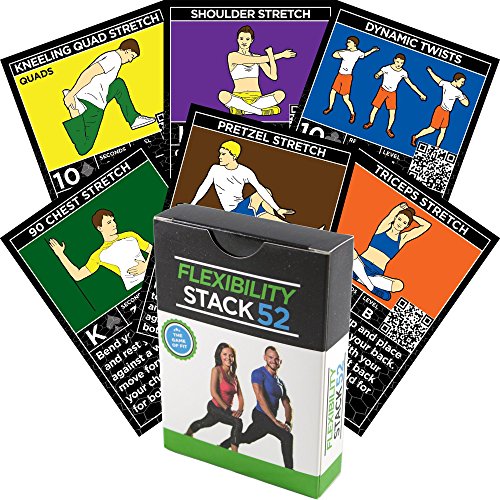 Flexibility Exercise Cards by Stack 52. Learn Static and Dynamic Stretches. Video Instructions Included. Perfect for Workout Warm Ups and Cooling Down. Increase Joint Range of Motion Safely. Flexibility Exercise Cards by Stack 52. Learn Static and Dynamic Stretches. Video Instructions Included. Perfect for Workout Warm Ups and Cooling Down. Increase Joint Range of Motion Safely.