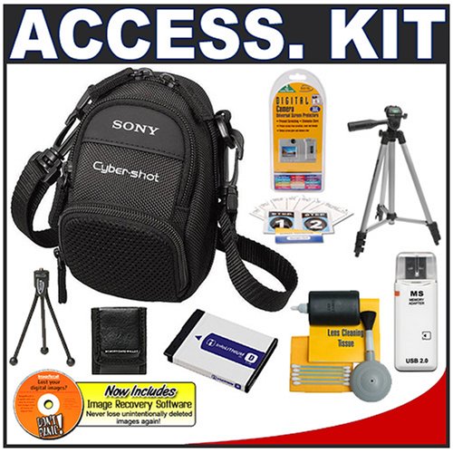 Sony CyberShot LCS-CSD Black Carrying Case + NP-BD1/NP-FD1 Battery + Accessory Kit for DSC-T300, DSC-T700, DSC-T500, DSC-T77 Digital Cameras