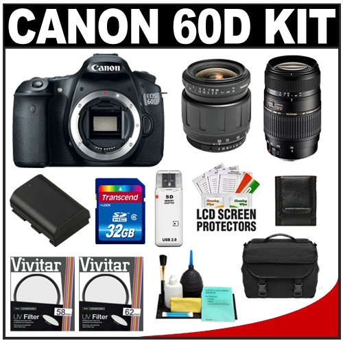 Canon EOS 60D Digital SLR Camera Body with Tamron 28-80mm & 70-300mm Lens + 32GB Card + Battery + Case + Accessory Kit Canon EOS 60D Digital SLR Camera Body with Tamron 28-80mm & 70-300mm Lens + 32GB Card + Battery + Case + Accessory Kit