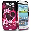 Accessory Master E42 - Carcasa de silicona con dise�o de coraz�n para Samsung Galaxy S3 I9300, color negro y rosa