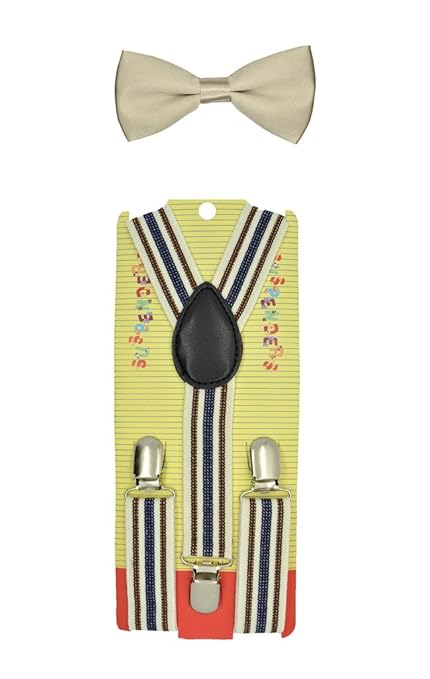 CUTE Baby Toddler Kids Children Boys Stripe Elastic Suspender& Bow Tie Set