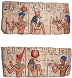 Ancient Egyptian Sculpture King Tut Stele Wall Plaque Decor - Set of 2