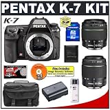 Pentax K-7 Digital SLR Camera + 18-55mm + 50-200mm WR SMC DA Zoom Lens + 8GB Card + D-LI90 Battery + Case + Accessory Kit