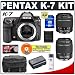 Pentax K-7 Digital SLR Camera + 18-55mm + 50-200mm WR SMC DA Zoom Lens + 8GB Card + D-LI90 Battery + Case + Accessory Kit