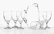 Libbey 7 piece Carolina set includes one 90 ounce pitcher and 6 16 ounce footed goblets.