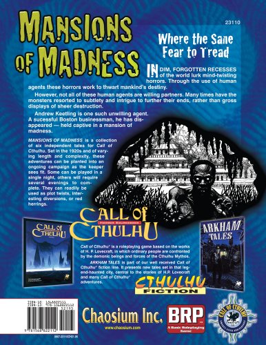 Cover image : Mansions of Madness: Six Classic Explorations of the Unknown, the Deserted, and the Insane (Call of Cthulhu)