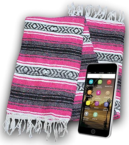 Yogi Yoga Premium Mexican Bed Blanket - Beautiful, Bright and Comfortable Serape Rug