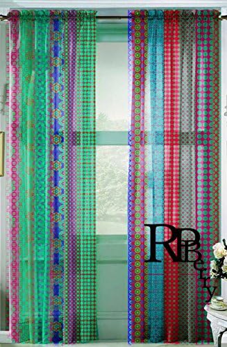 Beautiful Vintage Nostalgic Sheer Curtain Panels Fun Vibrant Cheerful