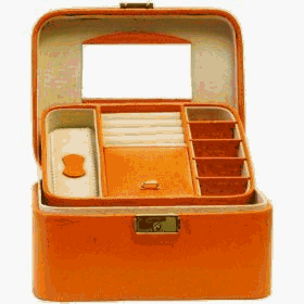 Designer Look BB534ORG Orange Leather Jewelry Case