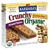 Barbaras Bakery Crunchy Organic Granola Bars Peanut Butter, 7.4-Ounce Boxes (Pack of 6)