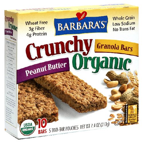 Barbara's Bakery Crunchy Organic Granola Bars Peanut Butter, 7.4-Ounce Boxes (Pack of 6)