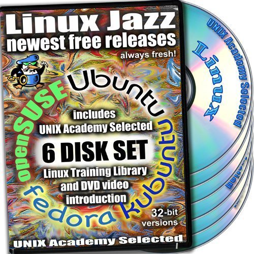 Linux Jazz 6-disks DVD Set, 32-bit Version Installation and Reference Set Includes: Ubuntu 17.04, Kubuntu 17.04, OpenSUSE 13.2, Fedora 25