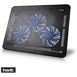 HAVIT&reg; HV-F2065 15.6"-17" Laptop Cooler - Three Quiet 110mm Fans at 1,000RPM, Ultra-portable and Light Weight (3 Fans, Without LED)