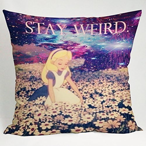 HenryOutletShop Alice in Wonderland Stay Weird Galaxy Y:199 Cotton Throw Square Pillow Case Cushion in 45*45CM