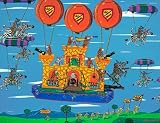 Oopsy Daisy Have Castle Will Conquer Stretched Canvas Wall Art by Barry Van Gerbig, 48 by 36-Inch
