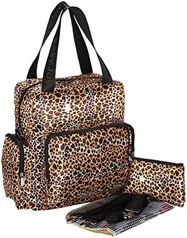 TOTRIP Diaper Tote Bags Larger Capacity Baby Nappy Bag Fashion Multifunction Mummy Travel Backpack Handbag with Changing Pad (Leopard)