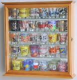 Mirror Backed and 4 Glass Shelves Shot Glasses Display Case Holder Cabinet