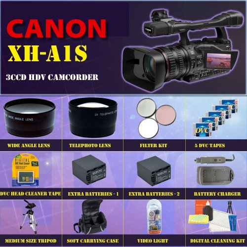 Canon XH-A1s 3CCD HDV Camcorder + SSE Huge Battery, Lens & Tripod Complete Accessories Package (Everythng you Need)