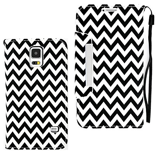 myLife Black and White - Cheveron Design - Koskin Faux Leather (Card, Cash and ID Holder + Magnetic Detachable Closing) Slim Wallet for NEW Galaxy S5 (5G) Smartphone by Samsung (External Rugged Synthetic Leather With Magnetic Clip + Internal Secure Snap In Hard Rubberized Bumper Holder)
