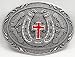 Diamondcut Red Enamel Cross within Horseshoe Buckle, Religious Buckle