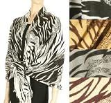 78 x 28 Tiger Skin Print Pashmina Shawl / Wrap / Stole (4 Luxurious Colors) - Close-out Sale !