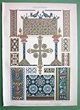 BYZANTINE Art Ornaments Glass Mosaic Enamel & Illuminations Italy Turkey Russia - COLOR Antique Print Lithograph Original