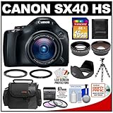 Canon PowerShot SX40 HS 35x Digital Camera (Black) with 16GB Card + Case + Flex Tripod + 2x Telephoto...