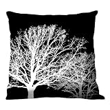 100% Thai Silk Decorative Pillow - Fall Trees Black (18x18)