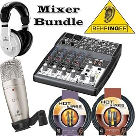 Behringer 8 Input Mixing Board 2 Bus and EQ Music Bundle by 