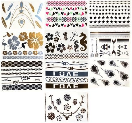 Premium Custom Metallic Temporary Henna Tattoos Gold Silver Sticker Shimmer Jewelry Over 100+ Designs