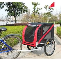 Frugah New Deluxe Pet DOG Bike Bicycle Trailer PET Carrier Red Black