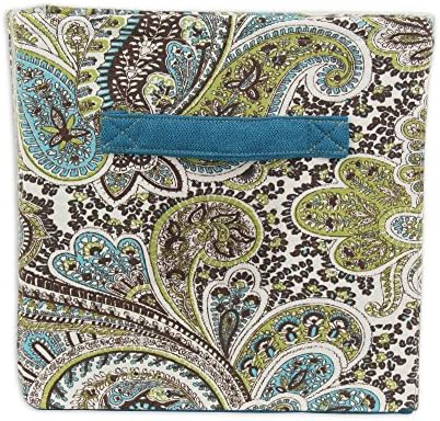 Chooty & Company Paisley Chocolate Storage Bin with Teal Handle, 11-Inch Height x 10.75-Inch Width