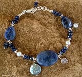 Lapis and pearl bracelet, 'Her Charms'